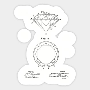 Diamond Cut vintage patent drawing Sticker